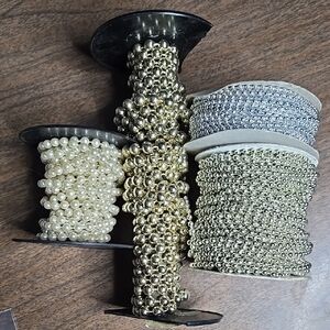 Bead‎ String Bundle, Silver/Gold/Cream, 4 Spools